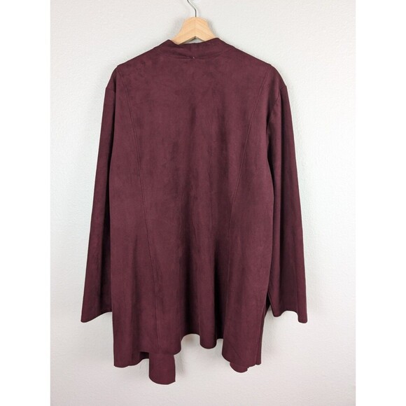 Chico's Faux Suede Overcoat Jacket Burgundy Size 20 / 22 - Picture 2 of 8